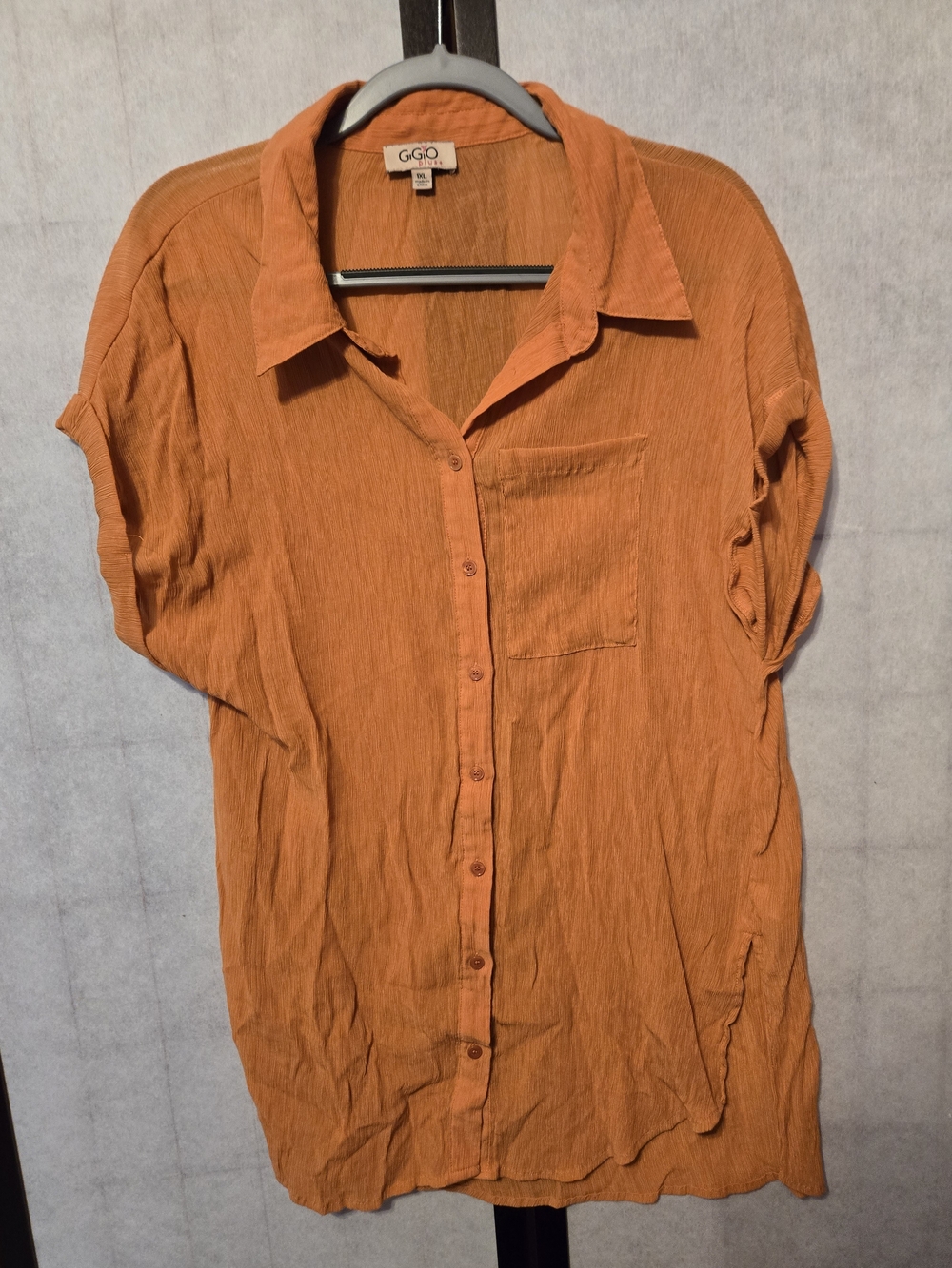 GIGIO Women's Button-Down Shirt Dress in Rust Orange - Picture 3 of 4